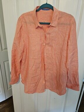 J. McLaughlin Linen Shirt in Coral